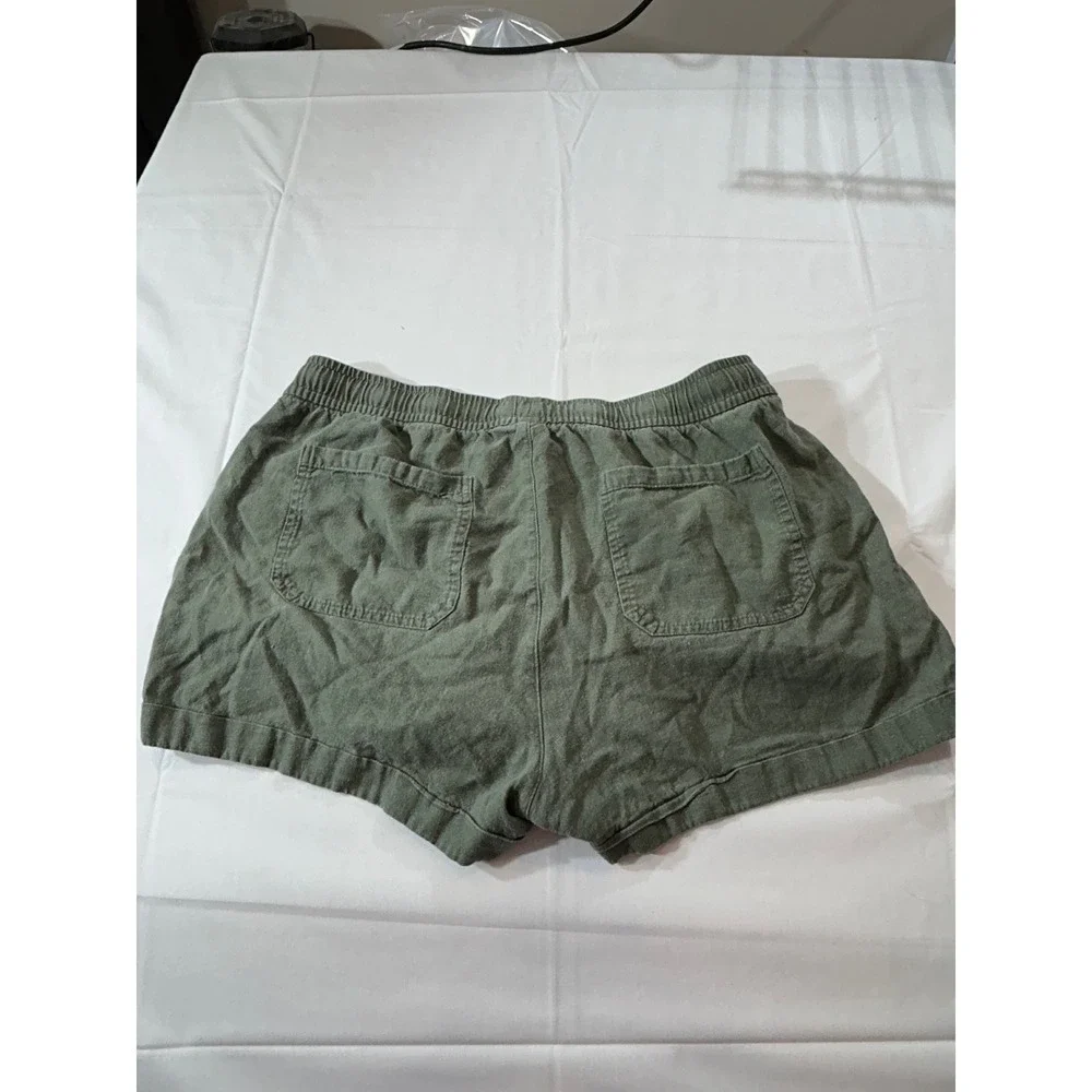 Old Navy Womens Olive Green Linen Blend Pull On Elastic Waist Shorts Size L
